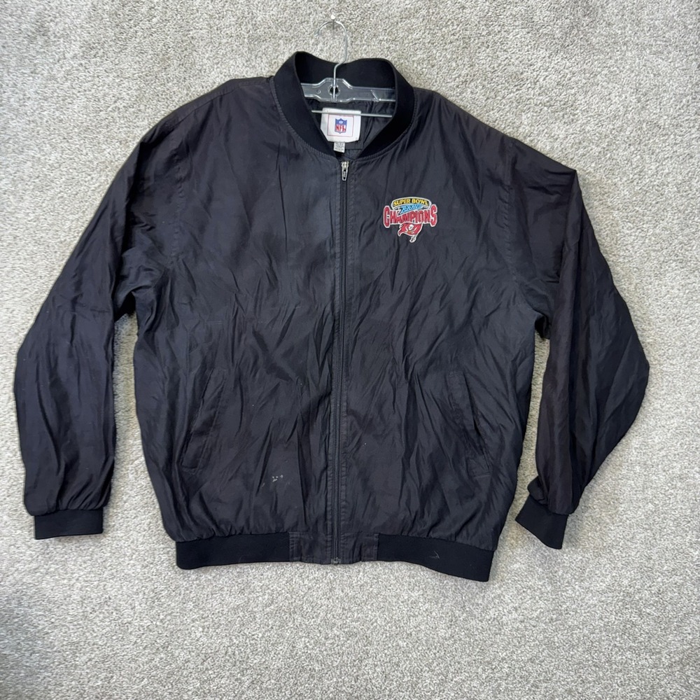 NFL Bomber Jacket Men XL‎ Black Super Bowl XXXVII Champions Tampa Bay Buccaneers